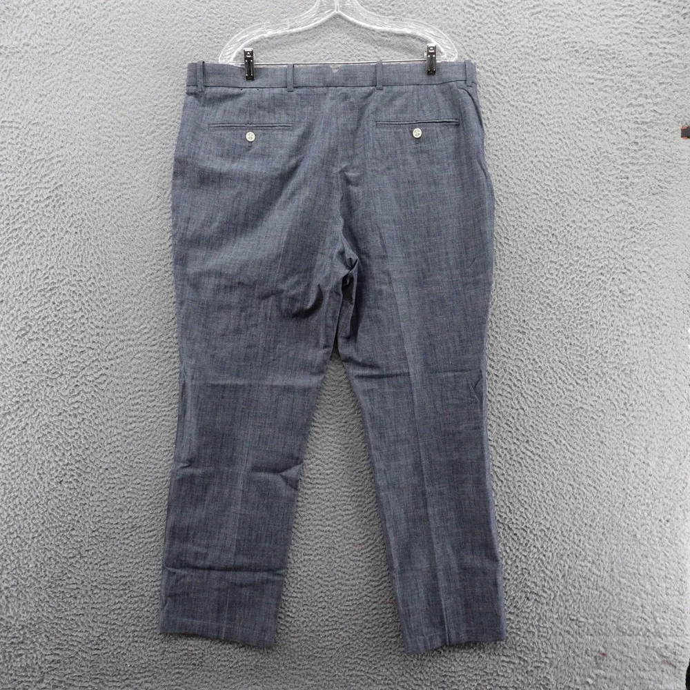 Tasso Elba Mens Blue Dress‎ Pants 38x30 Cotton Straight Leg Flat Front